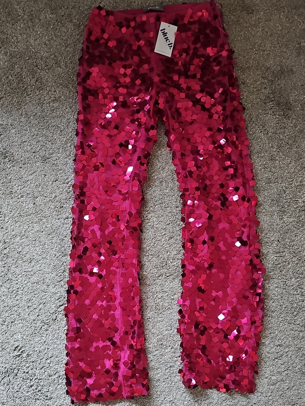 Sequin Flare Pant in Hot Pink